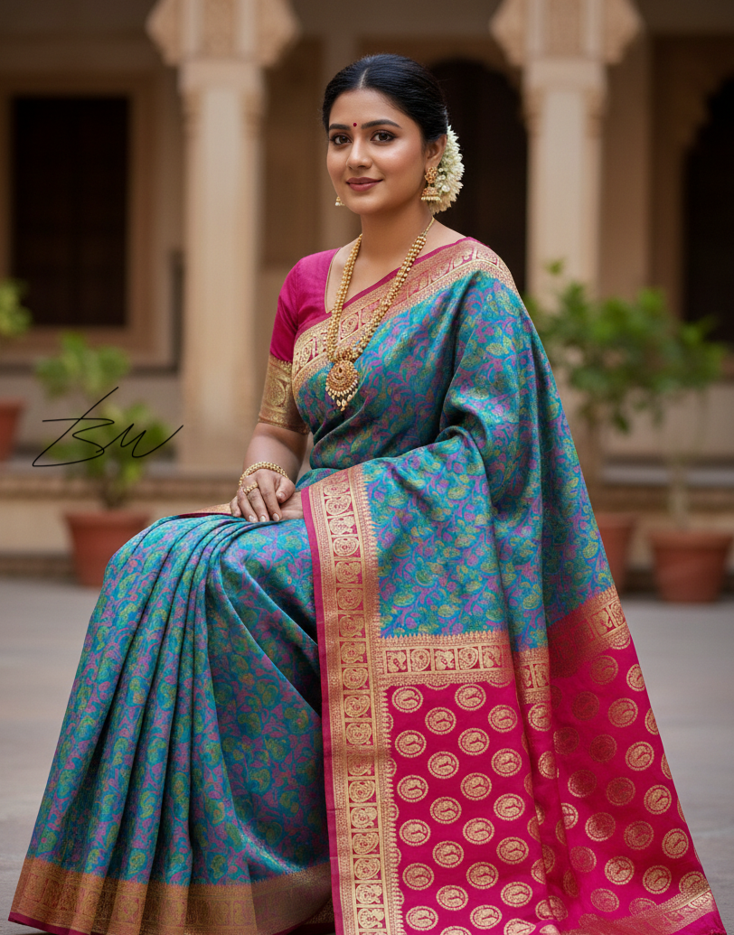 Silk Banarasi Traditional Meenakari Saree