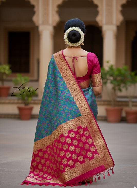 Silk Banarasi Traditional Meenakari Saree